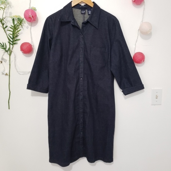 GAP Dresses & Skirts - GAP stretch button down dark wash dress